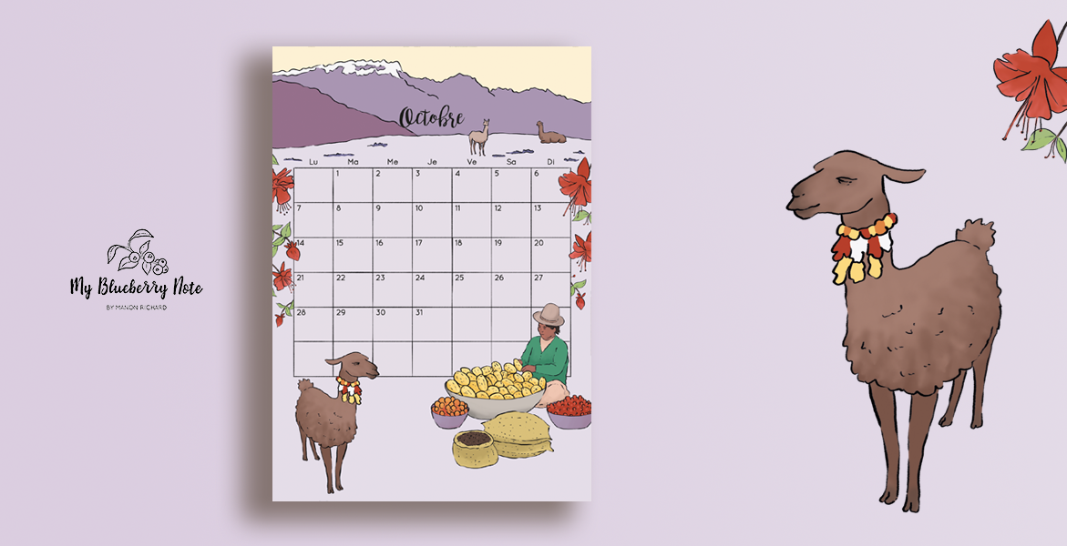 Calendar coffee peru llama