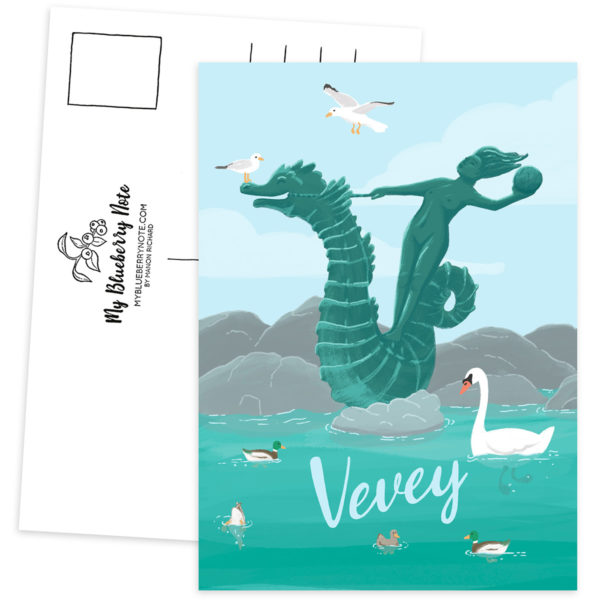Postcard Vevey hippocampe travel