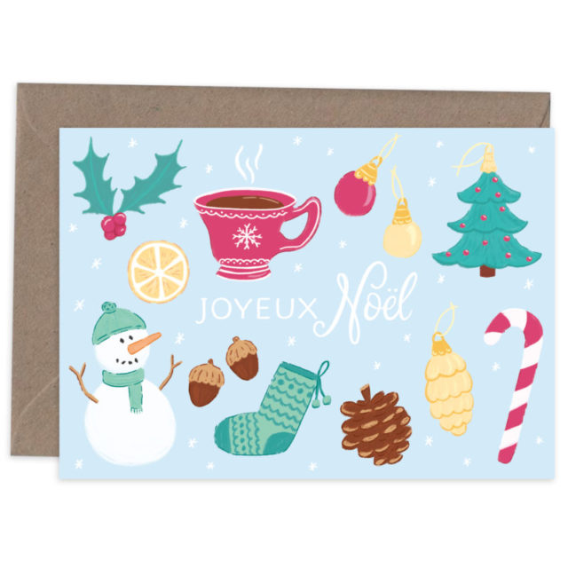 Greetings card Joyeux Noël décorations 1