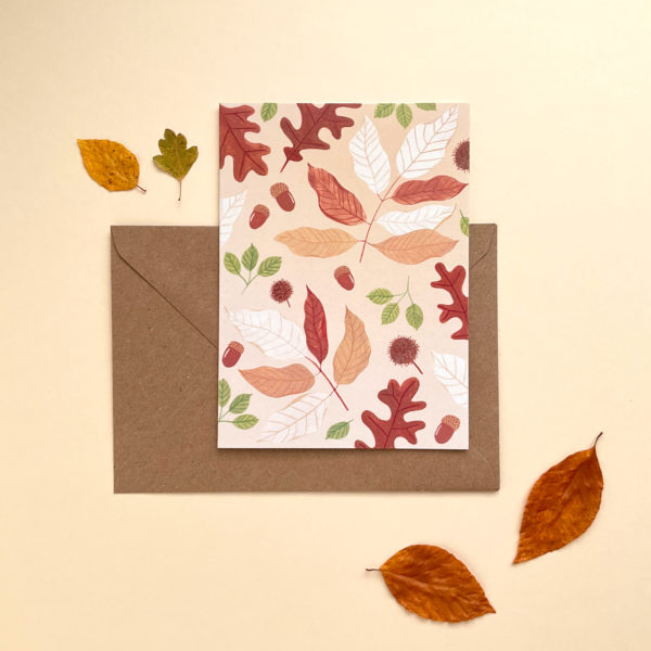 Greetings card Feuilles d'automne. Fall leaves. Illustration