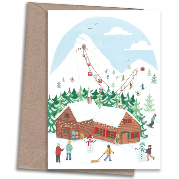 Greetings card Noël village de montagne