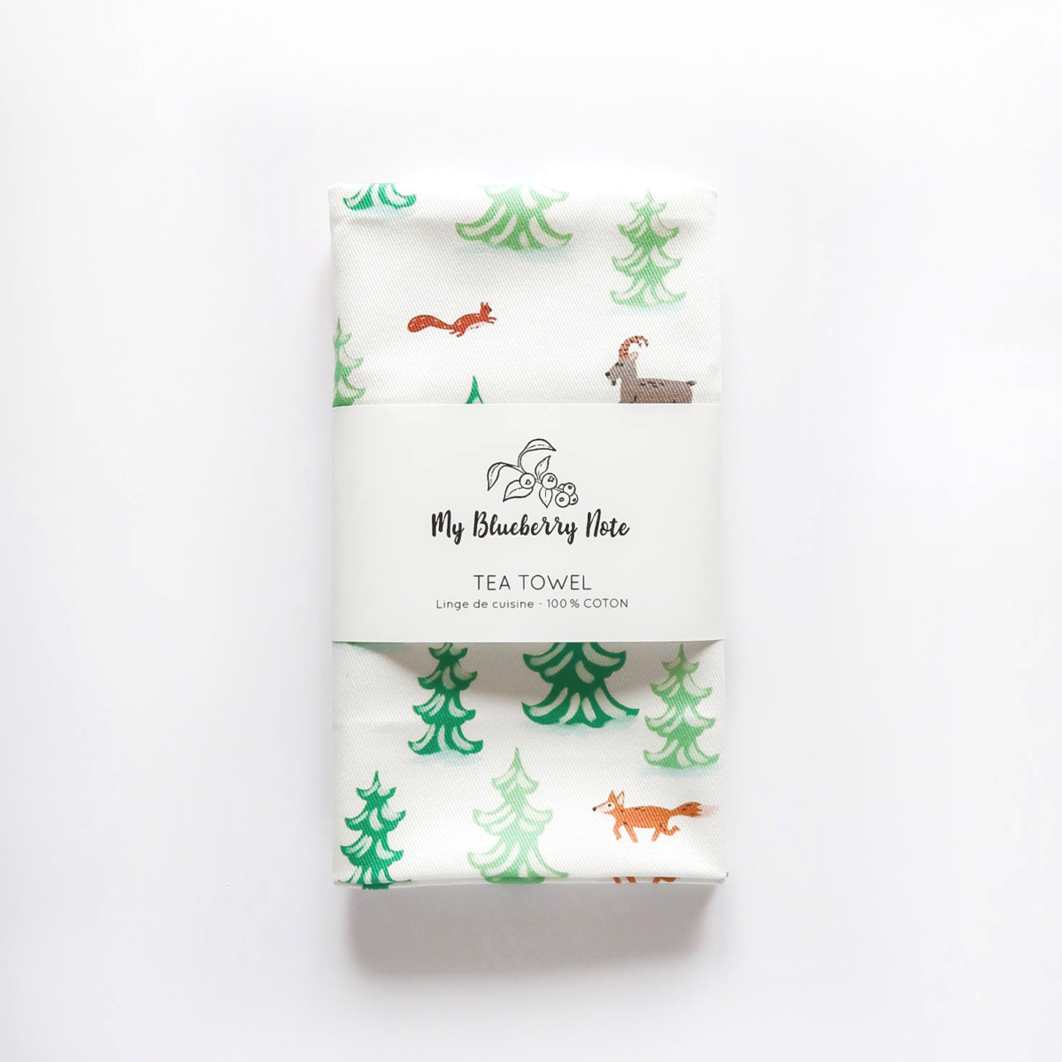 Tea towel forest packaging