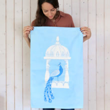 Tea towel peacock in India homedecor