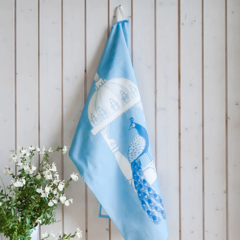 Tea towel peacock in India homedecor